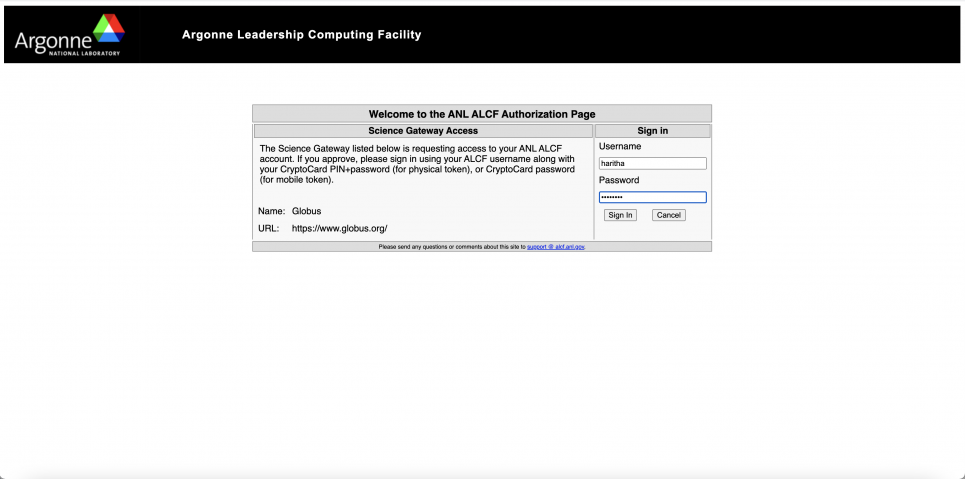 ALCF credentials