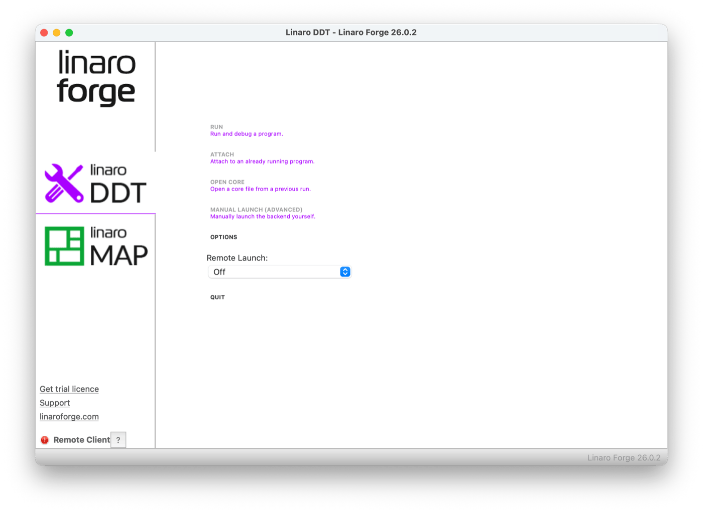 Example DDT client screen