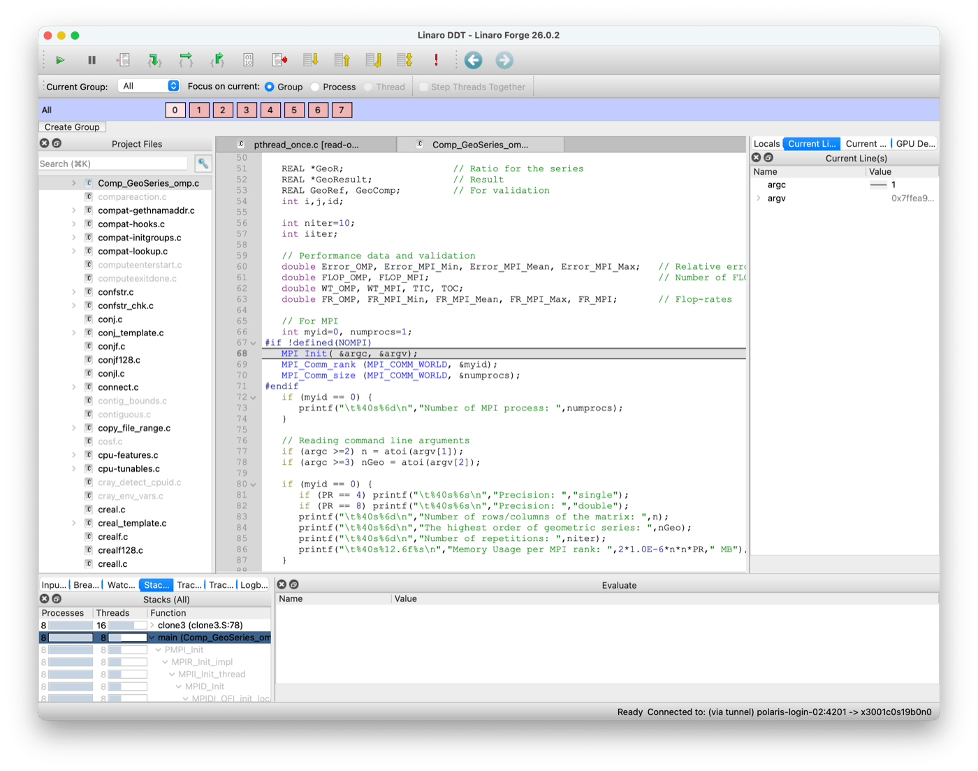 Example DDT debugging GUI